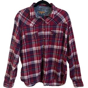 Jachs Girlfriend maroon plaid button down shirt, XXL